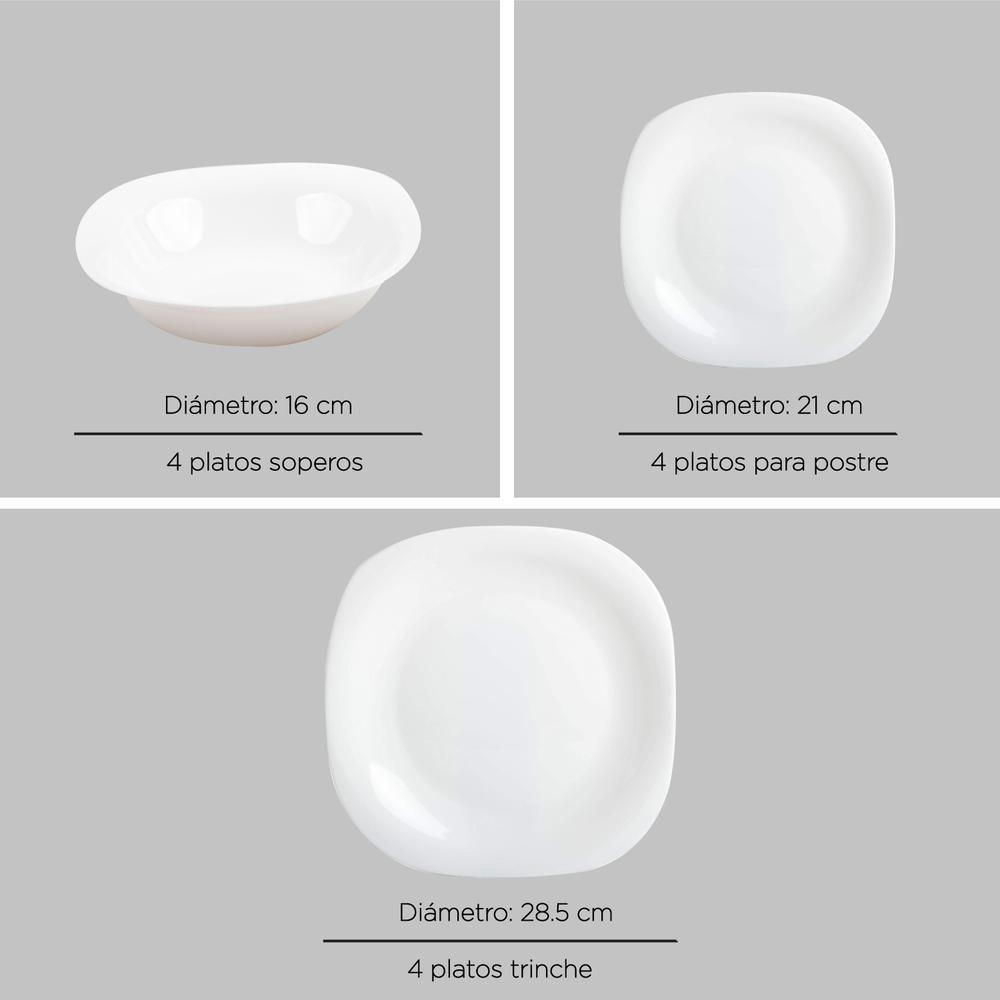 Foto 5 pulgar | Vajilla ColorHome Opal 48 Piezas Blanca Cuadrada