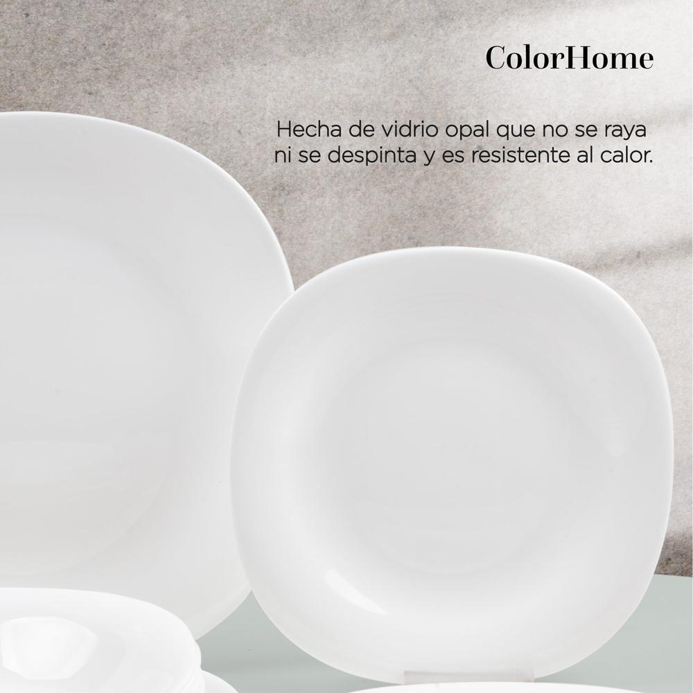 Foto 5 | Vajilla ColorHome Opal 48 Piezas Blanca Cuadrada