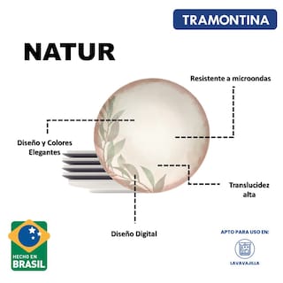 Foto 4 | Juego de Platos Raso Tramontina Natur 6 Piezas 28 cm