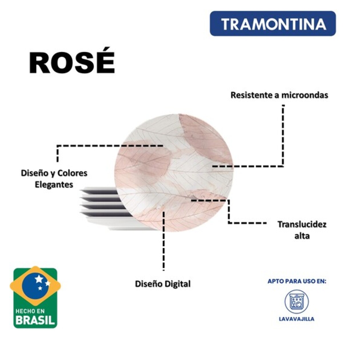 Foto 5 | Juego de Platos Tramontina Rose 6 Piezas