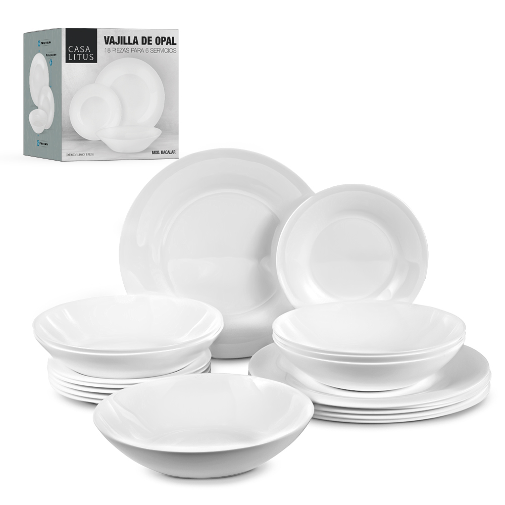 Foto 1 | Vajilla de Opal Casa Litus Blanca de 16 Piezas