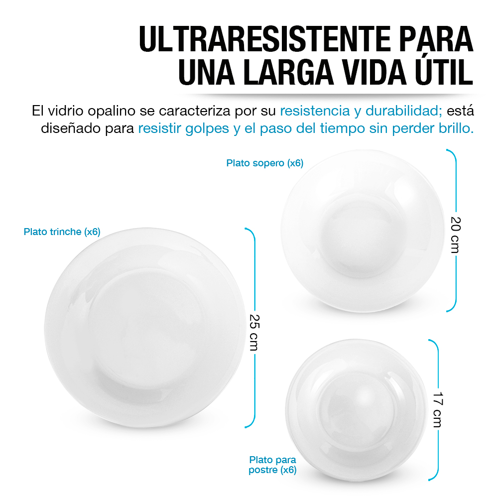 Foto 4 pulgar | Vajilla de Opal Casa Litus Blanca de 16 Piezas