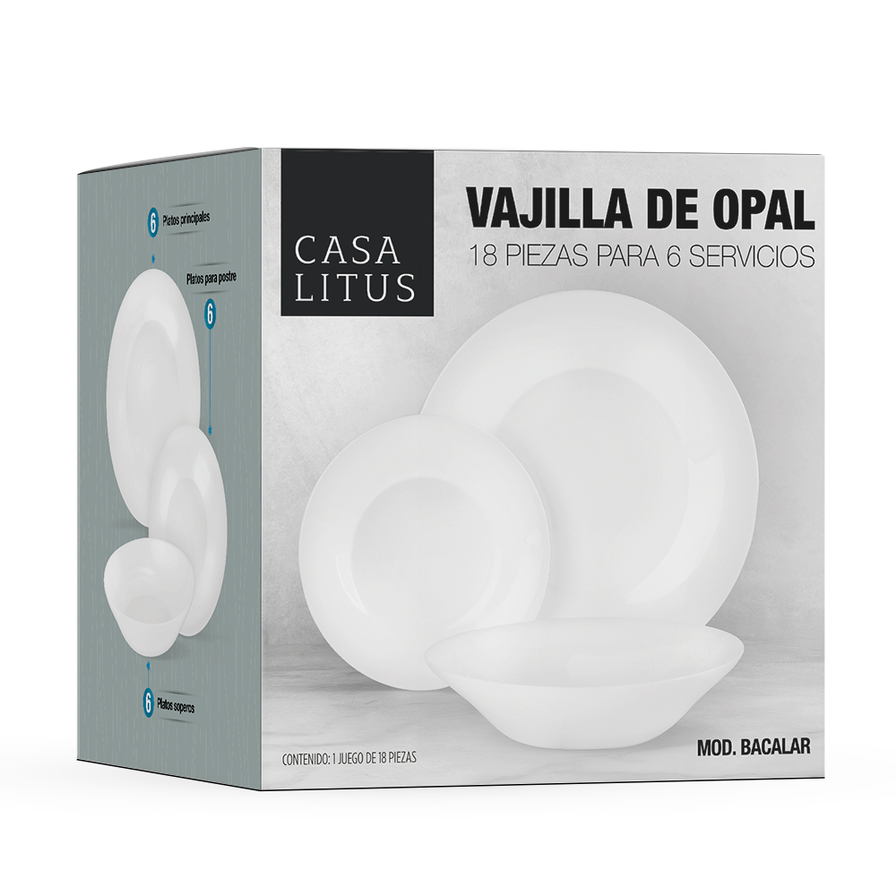 Foto 9 pulgar | Vajilla de Opal Casa Litus Blanca de 16 Piezas