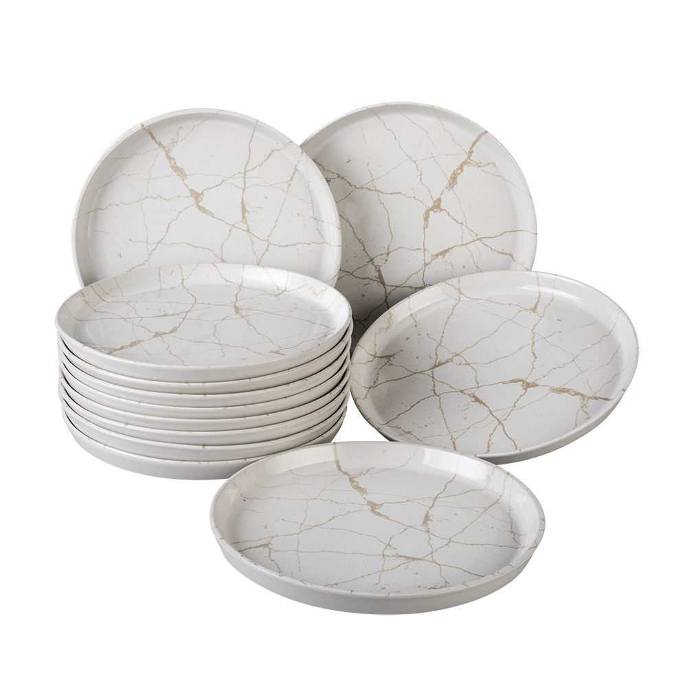 Foto 2 pulgar | Plato Gourmet Porcelana 26 Cm Blanco & Oro 12 Pzs  Santa Anita
