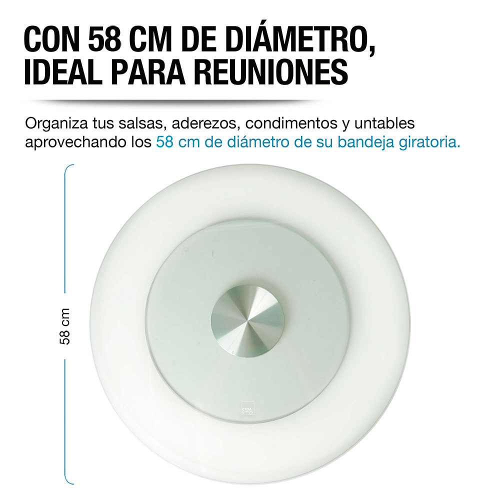 Foto 5 | Organizador Giratorio De Vidrio 58 Cm De Diámetro Lazy Susan, Casa Litus, Transparente, 83796