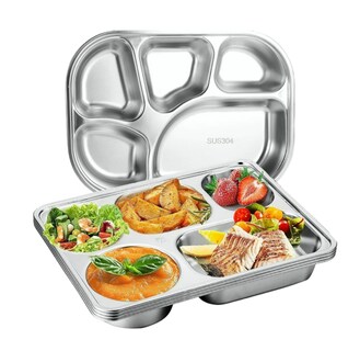 Foto 1 | Xtellar Plato De Acero Inoxidable De Lujo Con 5 Compartimentos Para Comidas Equilibradas - Set De 3 Piezas