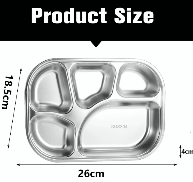 Foto 3 pulgar | Xtellar Plato De Acero Inoxidable De Lujo Con 5 Compartimentos Para Comidas Equilibradas - Set De 3 Piezas