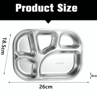 Foto 2 | Xtellar Plato De Acero Inoxidable De Lujo Con 5 Compartimentos Para Comidas Equilibradas - Set De 3 Piezas