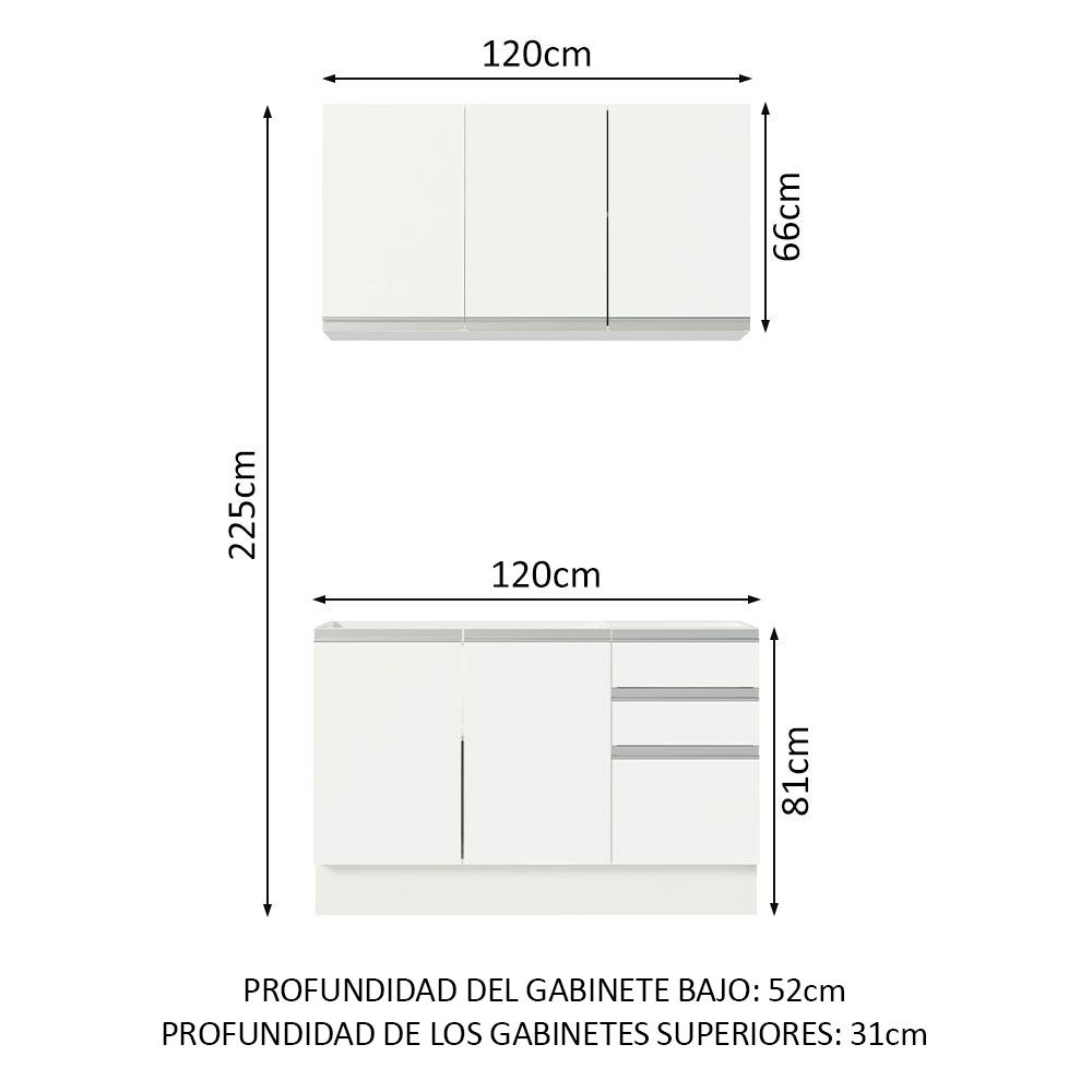 Foto 3 | Cocina Integral Madesa GRGL120004 Blanca 120 cm