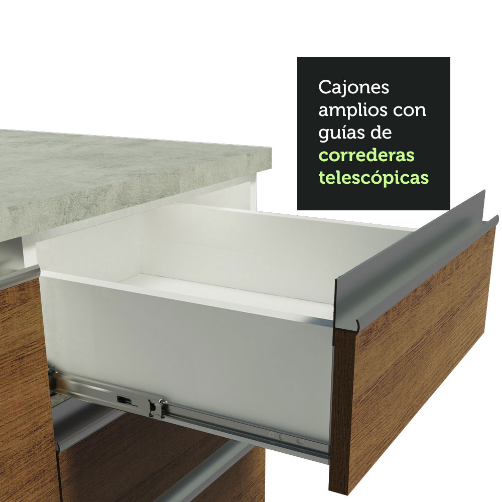 Foto 4 | Mueble de Cocina MADESA G241249BGL color Marrón 3 Cajones 2 Puertas 120 CM