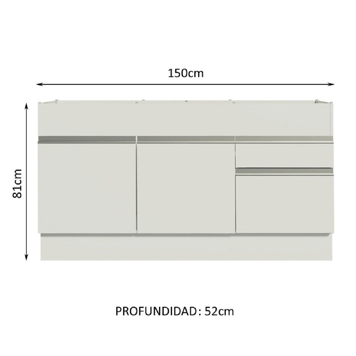 Foto 4 pulgar | Mueble de Cocina MADESA G2415309GL color Blanco 2 Cajones 2 Puertas 150 CM