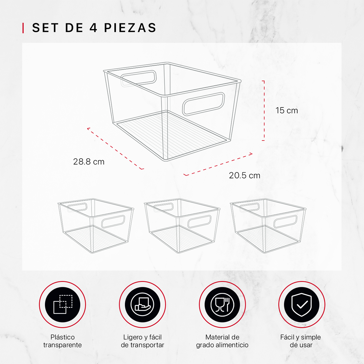 Foto 4 | Set De 4 Organizadores Para  Despensa Y Refreigerador Cookify Multiusos