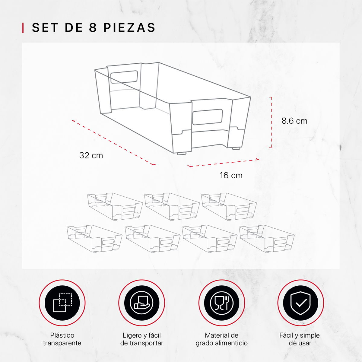 Foto 5 pulgar | Set De 8 Organizadores Para Despensa Y Refrigerador Cookify Multiusos