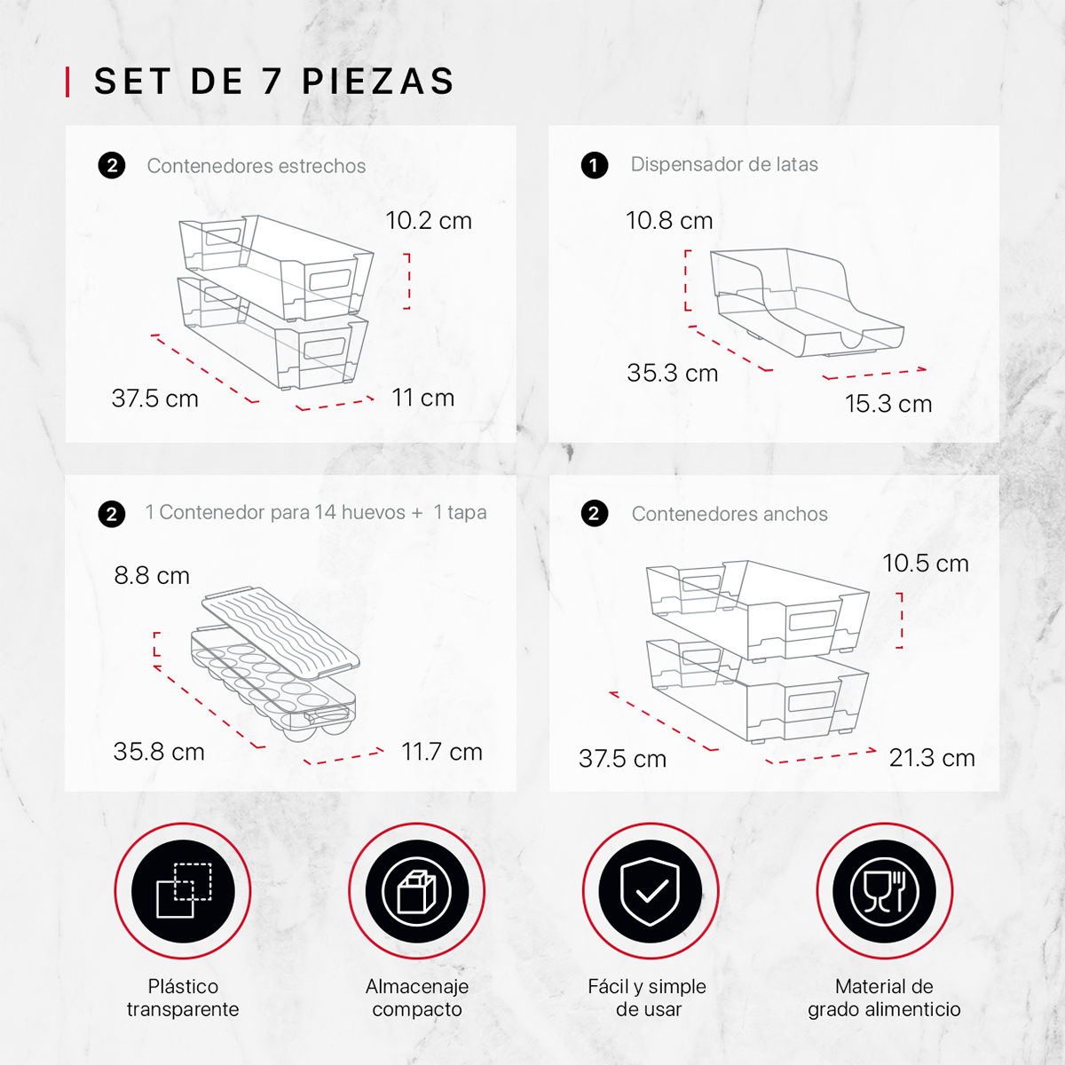 Foto 4 | Set De 6 Organizadores Para Refrigerador Cookify Multiusos