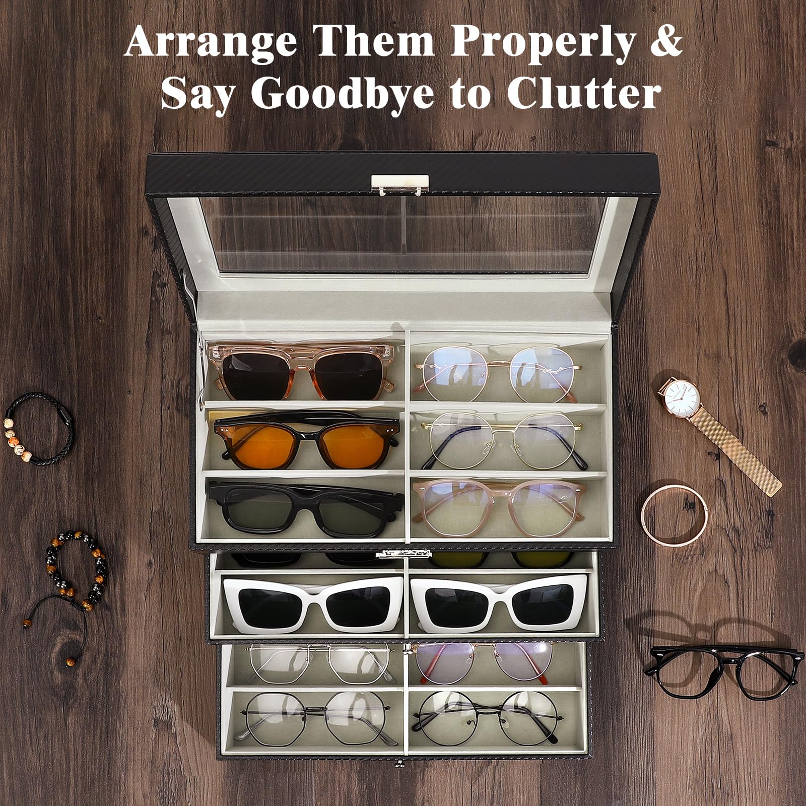 Foto 3 | Organizador de Gafas Moko 3 Niveles Negro - Venta Internacional
