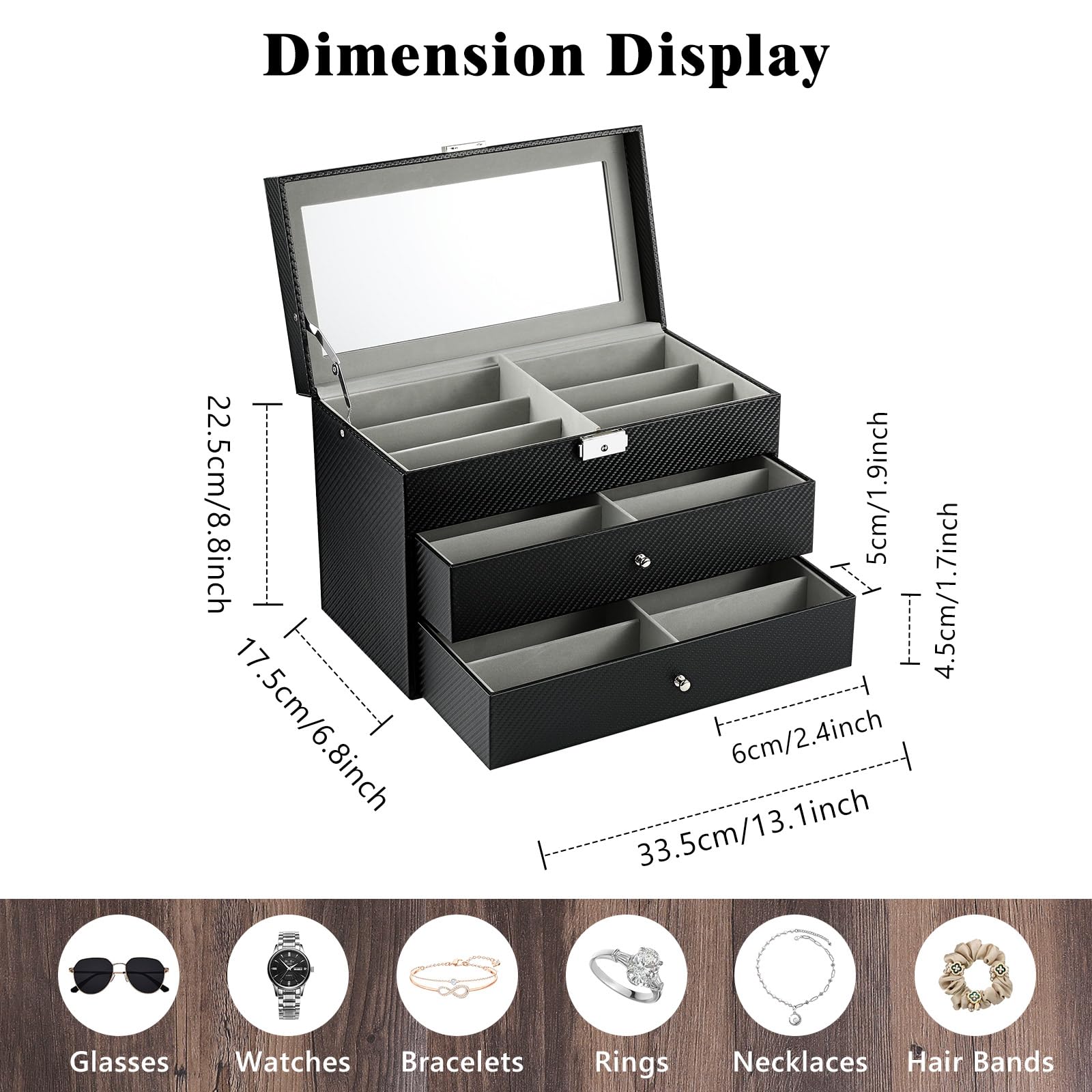 Foto 7 pulgar | Organizador de Gafas Moko 3 Niveles Negro - Venta Internacional