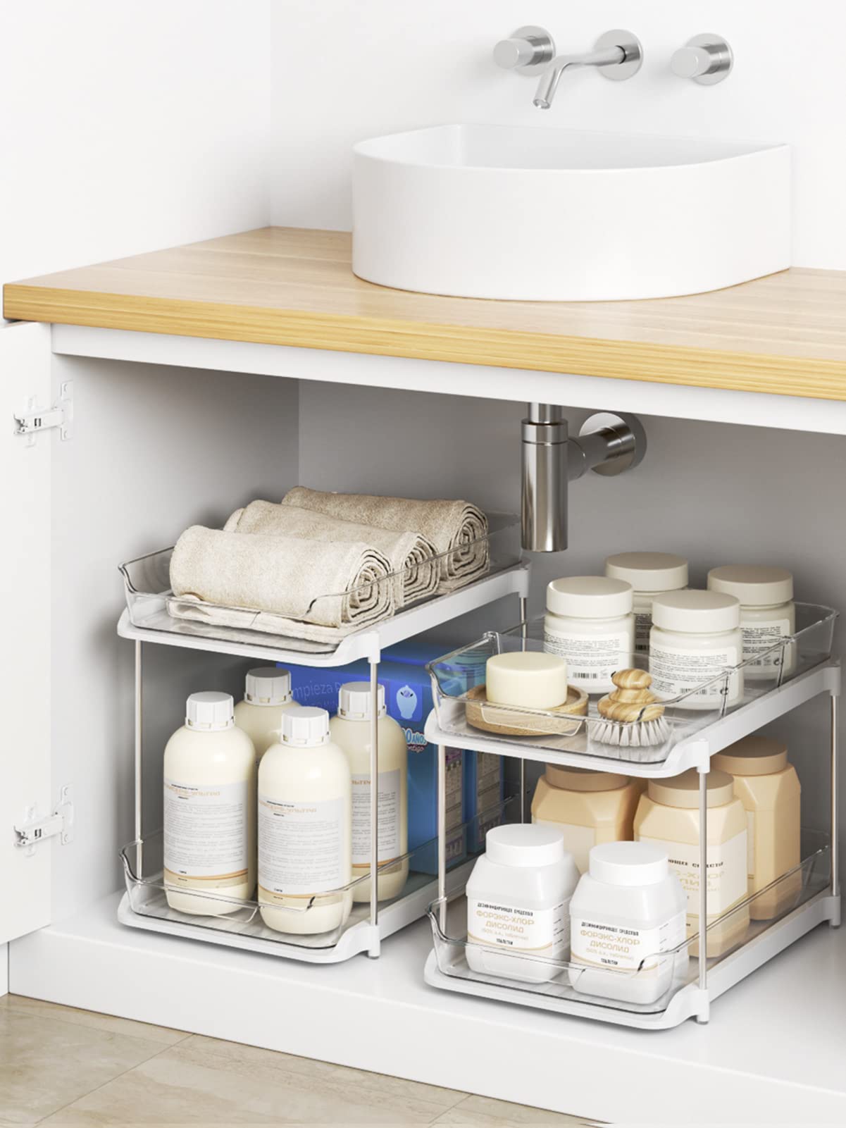 Foto 3 pulgar | Organizador De Almacenamiento Delamu 2 Juegos De 2 Niveles Para Baño Debajo Del Lavabo - Venta Internacional.