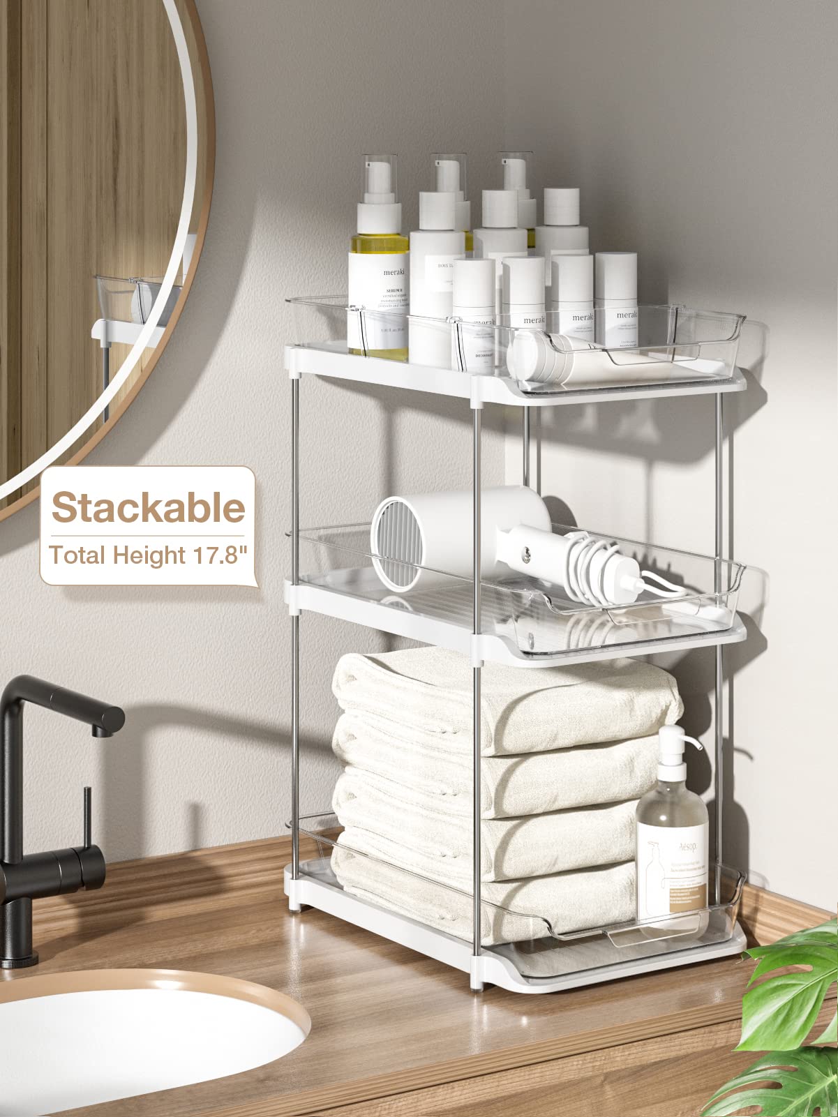 Foto 4 | Organizador De Almacenamiento Delamu 2 Juegos De 2 Niveles Para Baño Debajo Del Lavabo - Venta Internacional.
