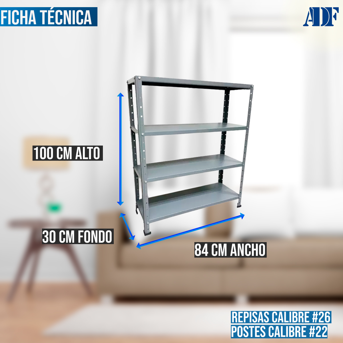 Foto 5 pulgar | Anaquel Metálico Adf Gris de 4 Niveles