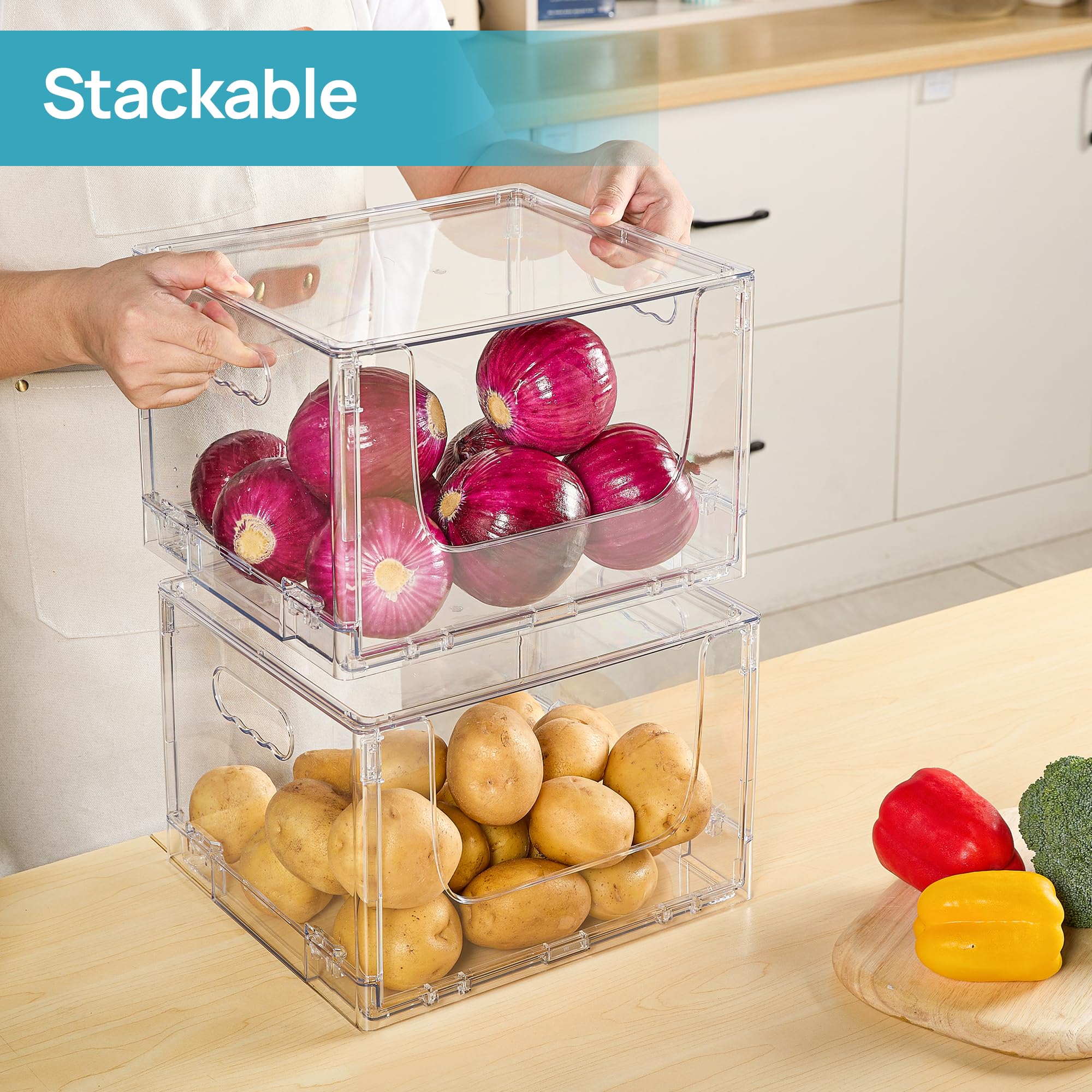 Foto 5 | Contenedores de Almacenamiento Vtopmart Plegables con Tapas 2 Unidades Transparentes - Venta Internacional