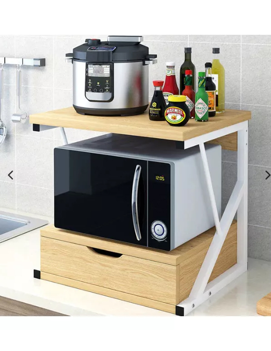 Foto 3 pulgar | Mueble Microondas Organizador Cajón Estante Repisas Cocina