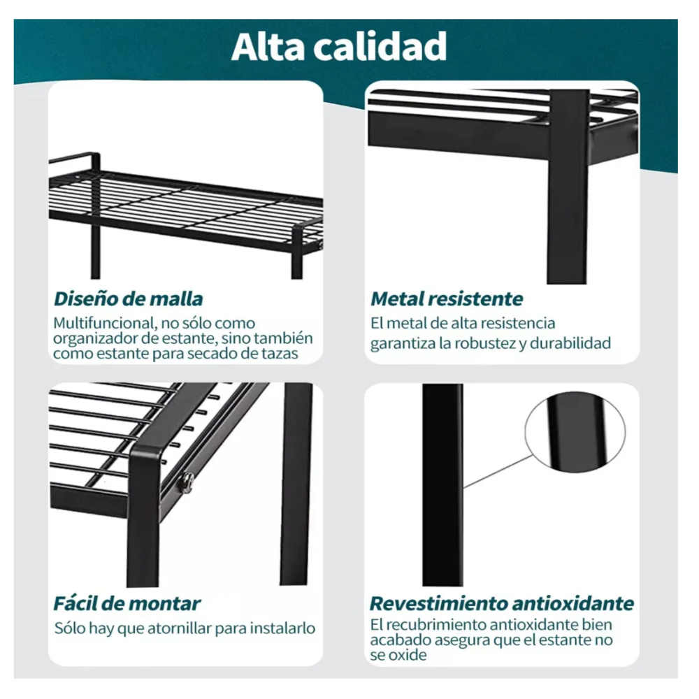 Foto 4 pulgar | Armarios  Encimeras Organizador De Estantes De Cocina Belug  Negro