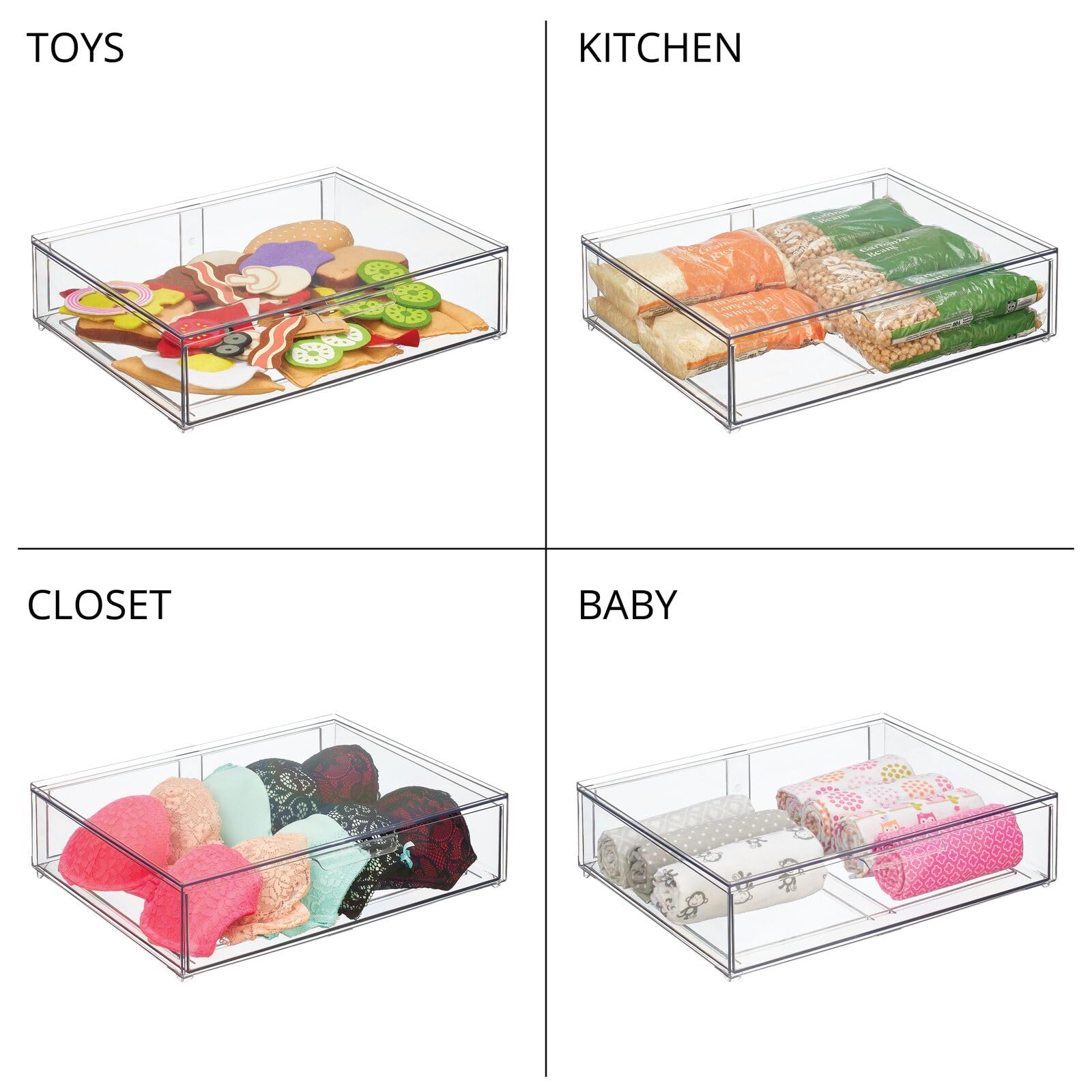 Foto 5 | Papelera Organizadora De Almacenamiento Mdesign Lumiere Collection  Transparente - Venta Internacional.