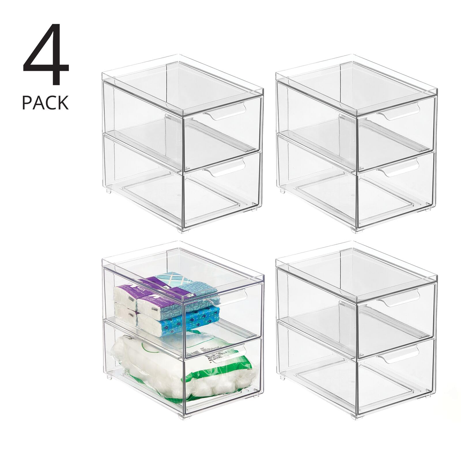 Foto 3 pulgar | Contenedores De Almacenamiento Mdesign Apilables Con 2 Cajones  Paquete De 4 - Venta Internacional.