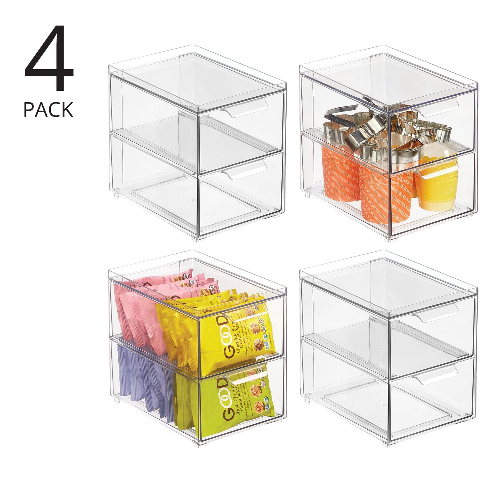 Foto 3 pulgar | Contenedores De Almacenamiento Mdesign Lumiere Con 2 Cajones Extraíbles  Paquete De 4 - Venta Internacional.
