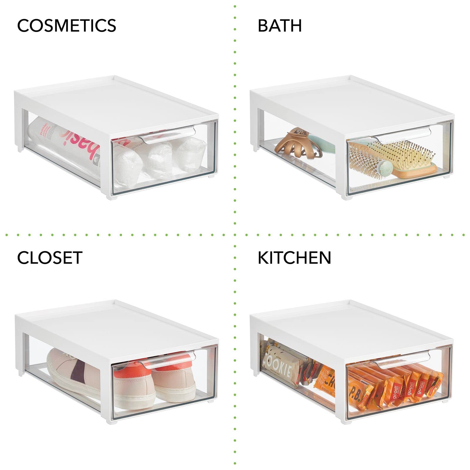 Foto 6 | Papelera Organizadora De Almacenamiento Mdesign Lumiere Con Cajón Extraíble  Paquete De 2 - Venta Internacional.