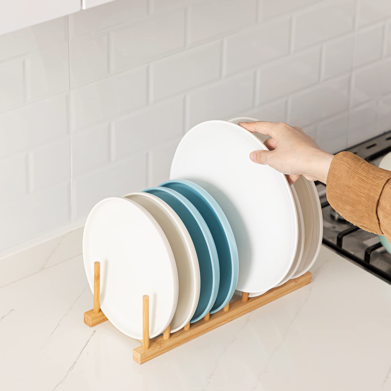 Foto 4 | Organizador De Almacenamiento Hblife  Plato  Cuenco  Vaso  Libro De Bambú - Venta Internacional.