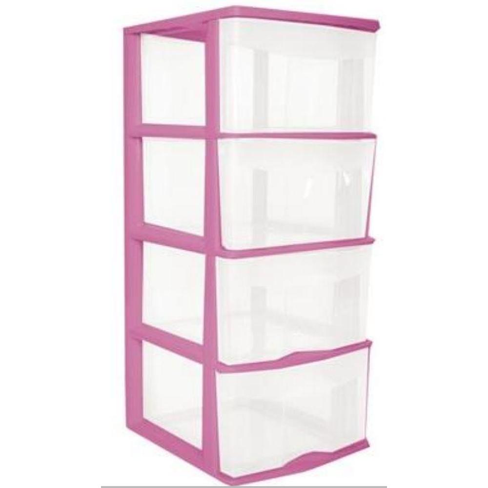 Foto 4 pulgar | Caja Plástico Liftor Organizador 4 Cajones Altos y Amplios Rosa