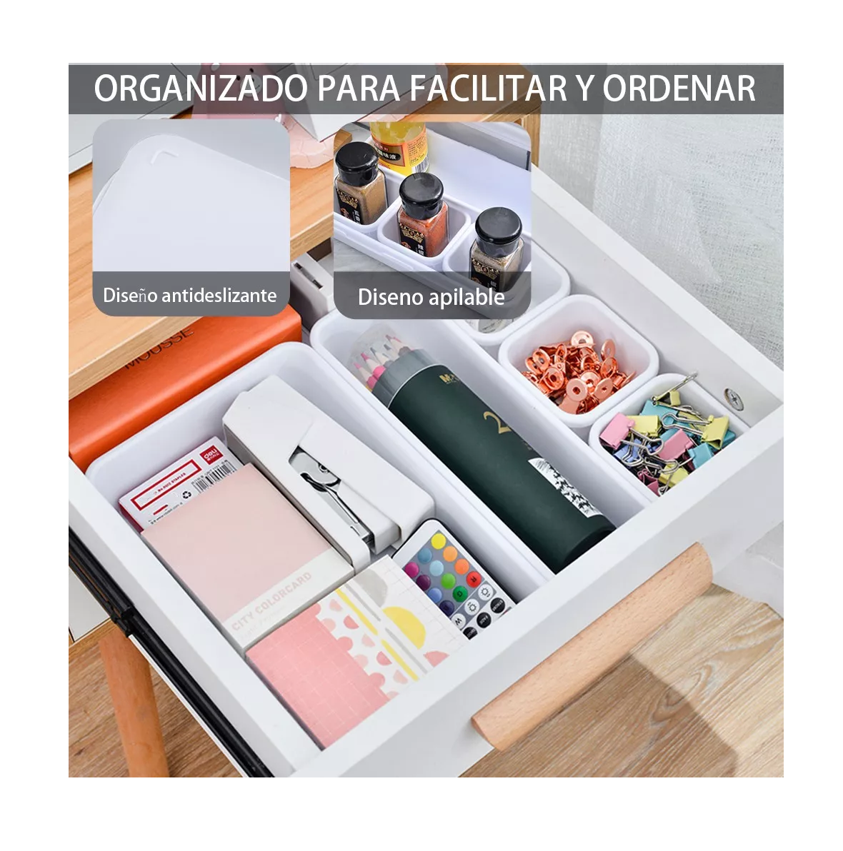 Foto 3 pulgar | Juego de 8 Organizadores de Cajón para Maquillaje o Joyas Blanco