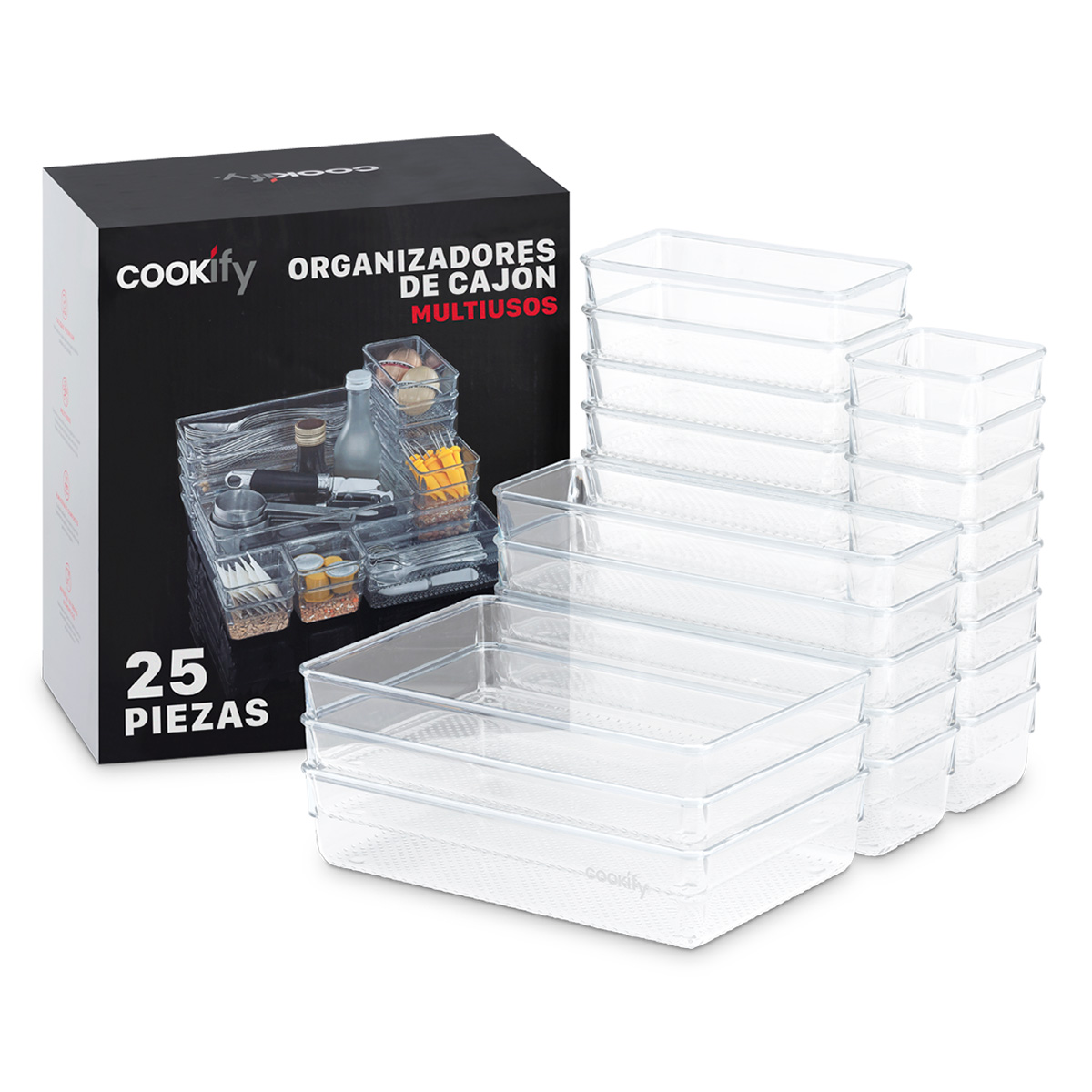 Set De  25 Organizadores De Cajón De Plástico Cookify Multiusos