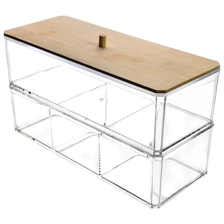 Foto 2 | Caja Acrílica Ideën Transparente con Tapa de Bambú