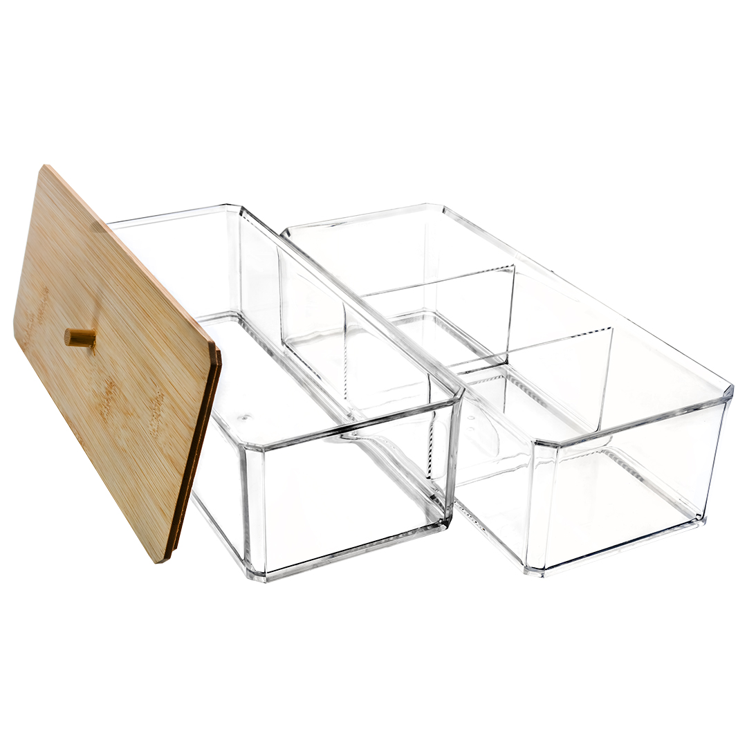 Foto 3 | Caja Acrílica Ideën Transparente con Tapa de Bambú