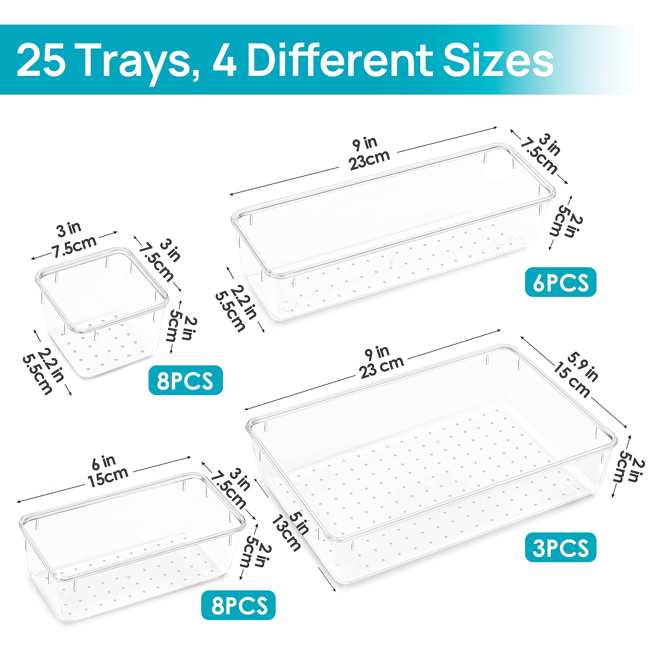 Foto 2 | Set Organizador De Cajones Vtopmart De Plástico Transparente, 25 Unidades - Venta Internacional.