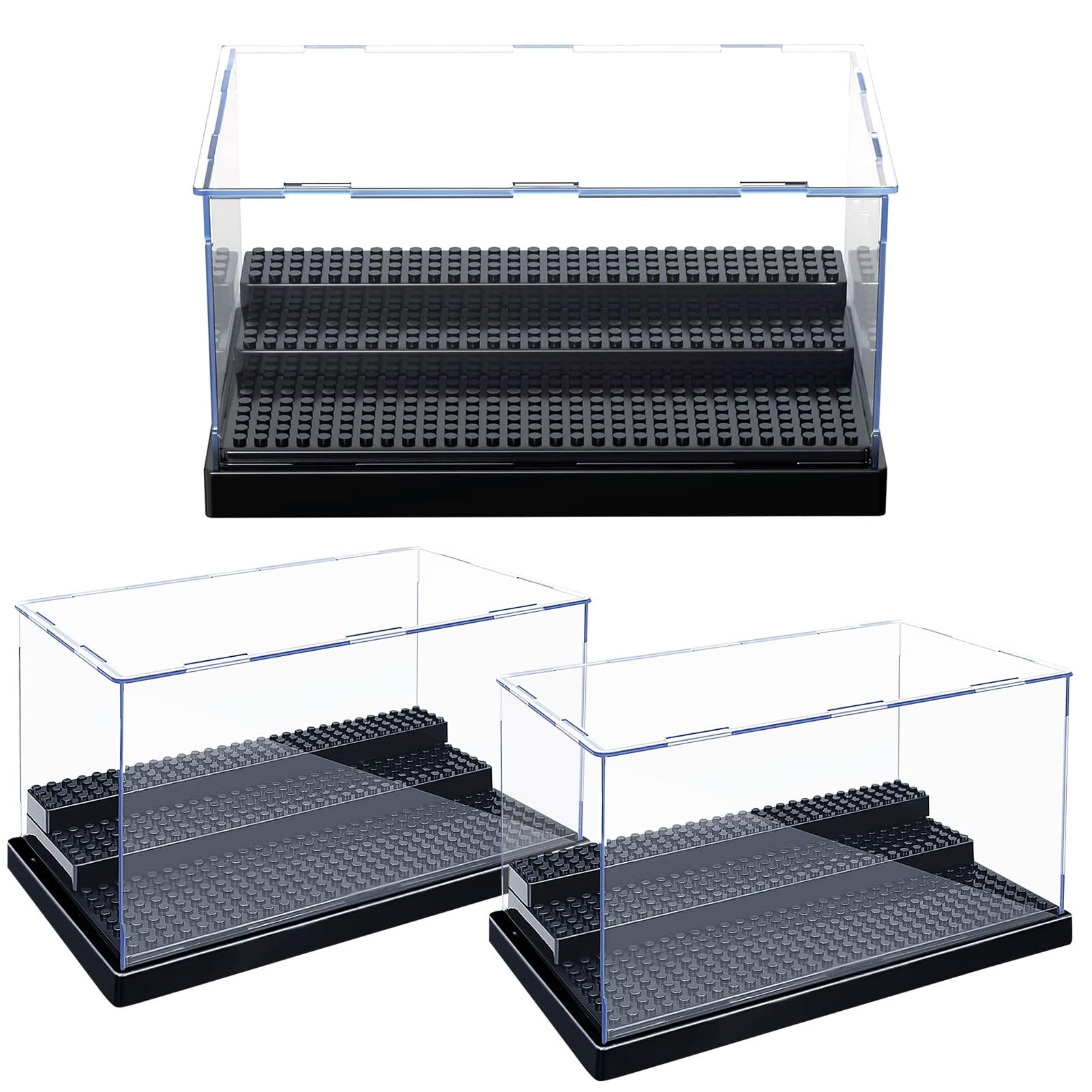 Paquete De 3 Vitrinas De Acrílico Para Minifiguras, Color Negro Transparente - Venta Internacional.