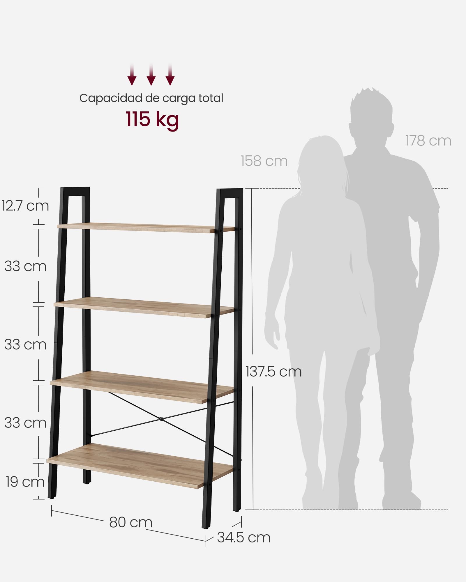 Foto 6 pulgar | Estante Tipo Escalera Shelf Vasagle De 4 Niveles Para Sala De Estar O Dormitorio