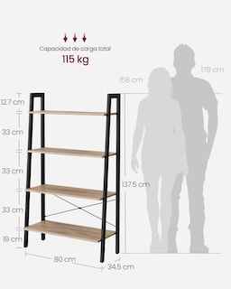 Foto 5 | Estante Tipo Escalera Shelf Vasagle De 4 Niveles Para Sala De Estar O Dormitorio