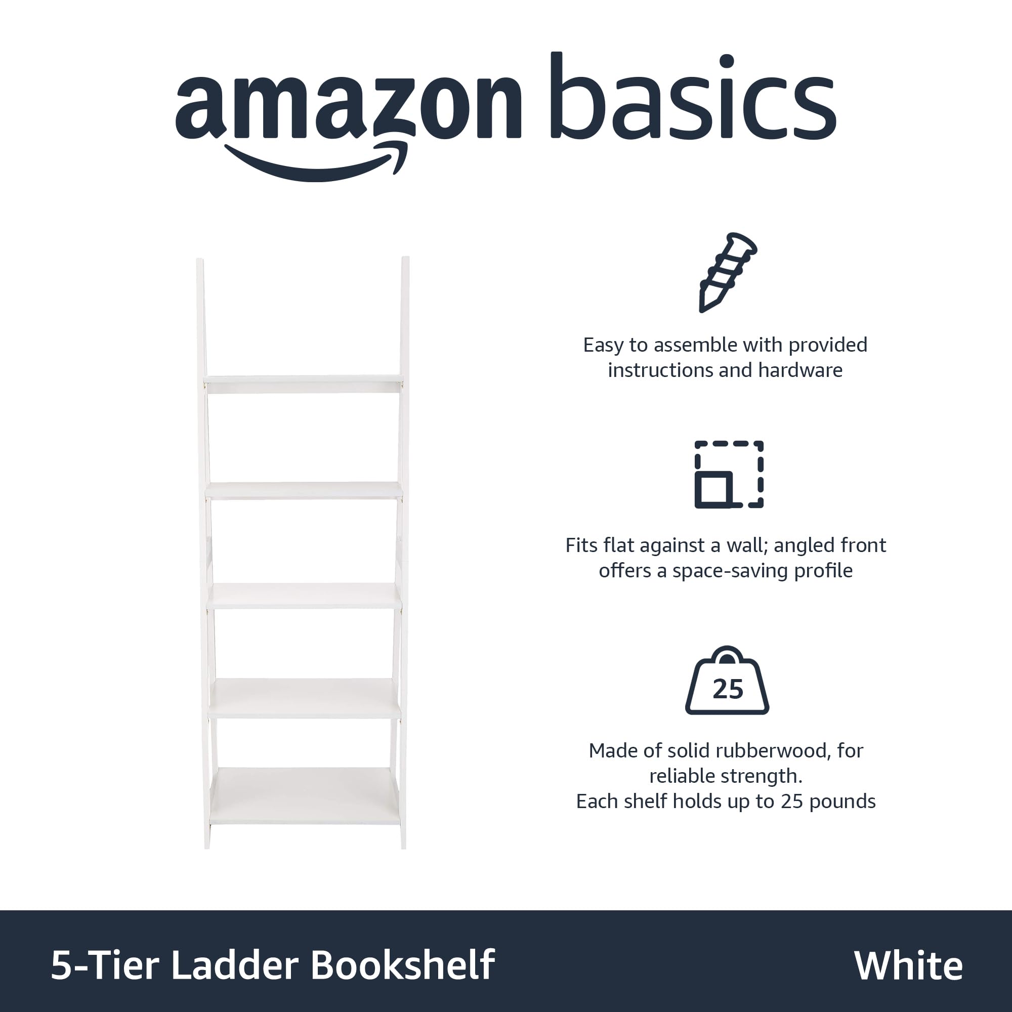 Foto 3 pulgar | Organizador De Estantería Amazon Basics, Moderno, 5 Niveles, Blanco - Venta Internacional.