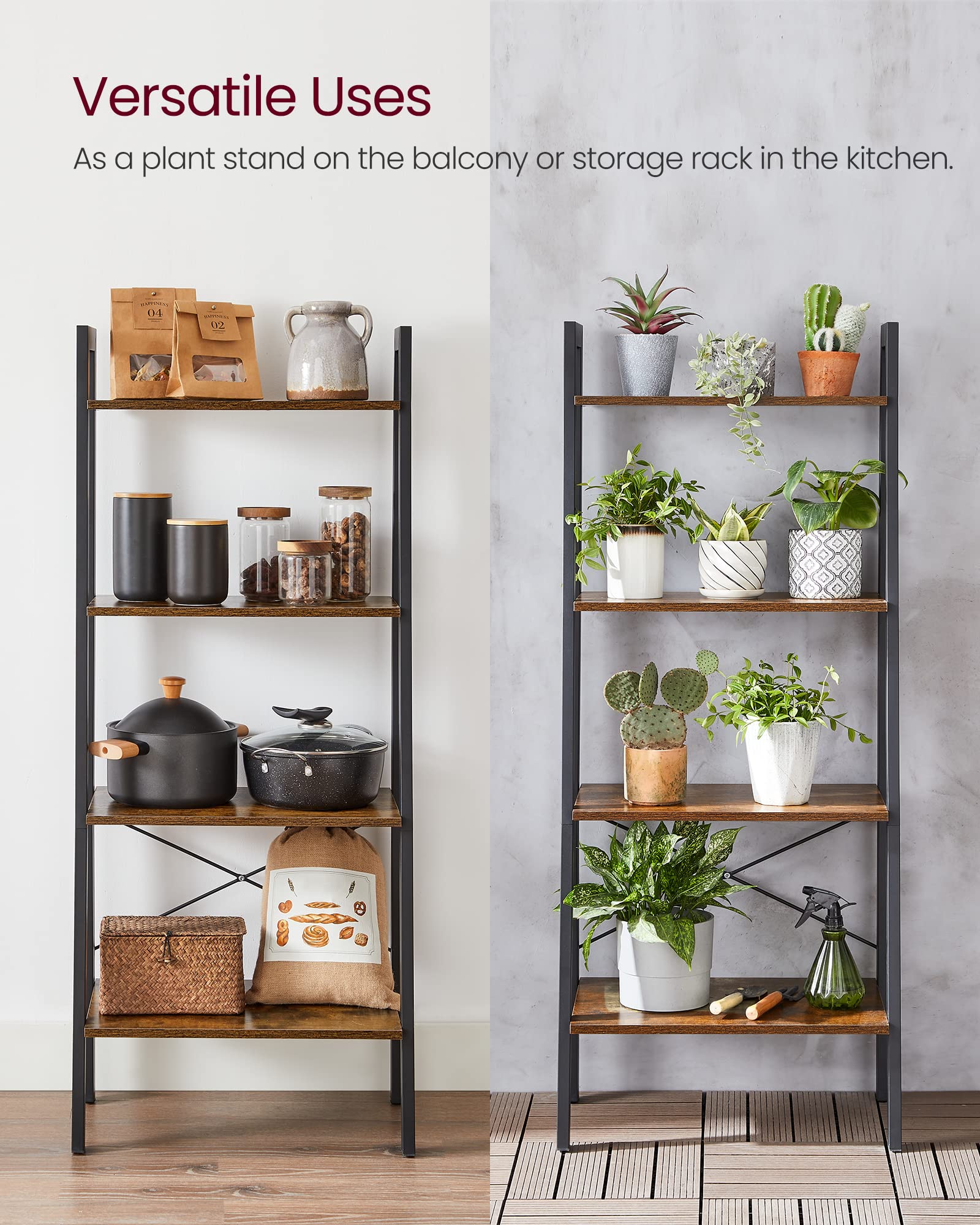 Foto 8 pulgar | Ladder Shelf Vasagle Ulls44x - Estantería Para Libros De 4 Niveles - Venta Internacional.