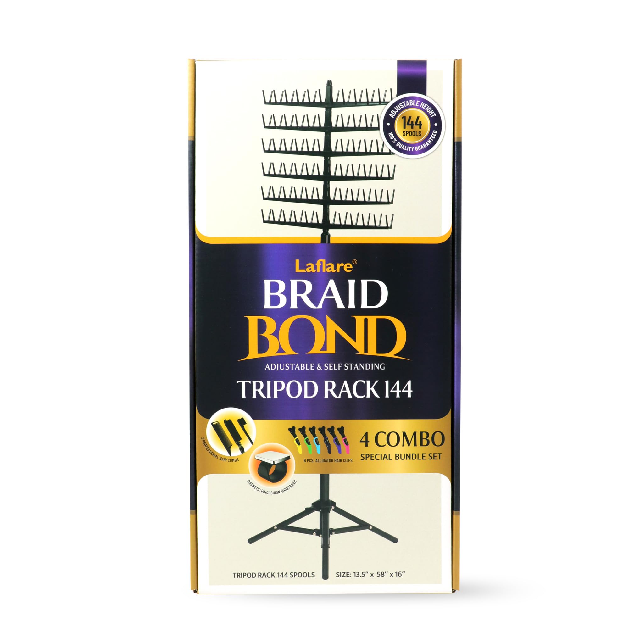 Foto 2 | Organizador De Pelo Laflare Standing Braid Con 144 Pinzas (negro) - Venta Internacional.