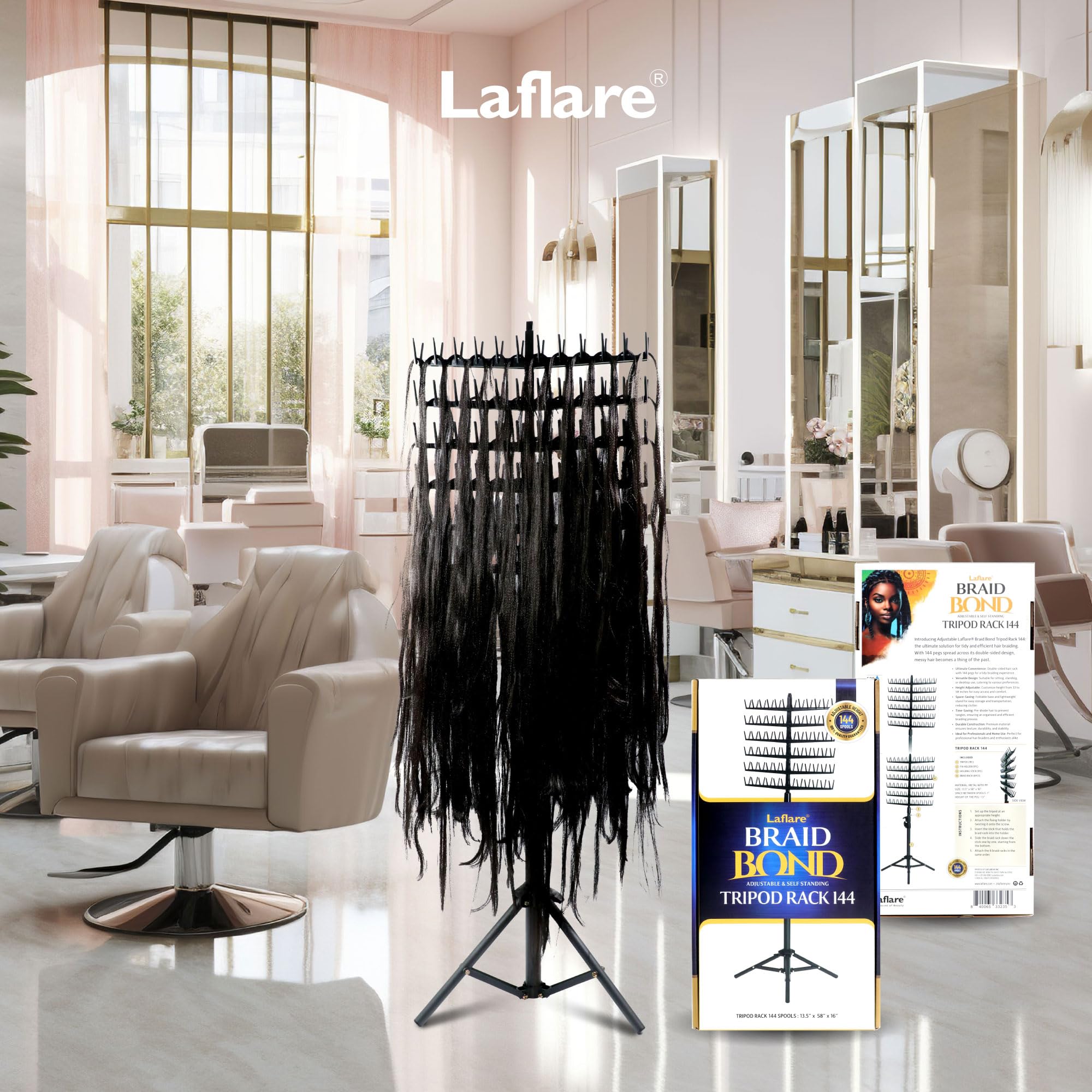 Foto 7 pulgar | Organizador De Pelo Laflare Standing Braid Con 144 Pinzas (negro) - Venta Internacional.