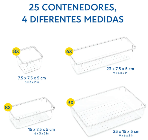 Foto 3 pulgar | Kit Xtellar De Contenedores Organizadores Plástico Premium, Pack De 25 Multiusos
