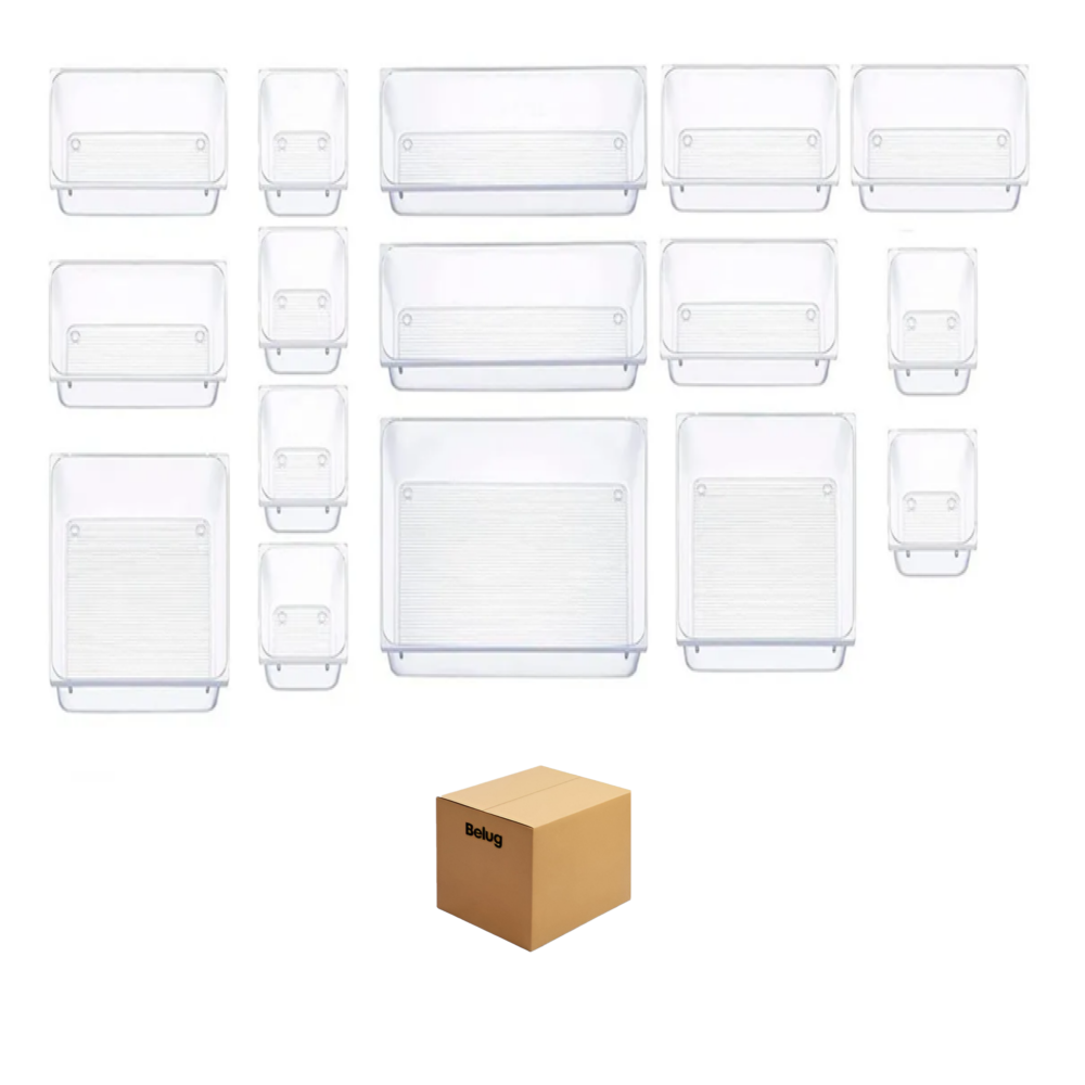 Foto 2 pulgar | Organizador De Cajones Joyas Maquillaje 16 Pzas De Plástico Belug  Transparente