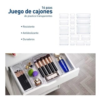Foto 3 | Organizador De Cajones Joyas Maquillaje 16 Pzas De Plástico Belug Transparente