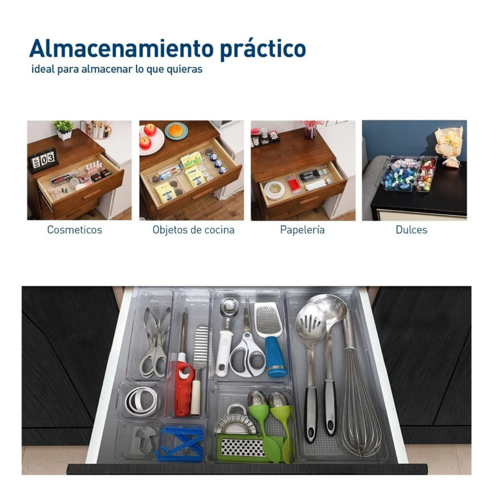 Foto 5 pulgar | Organizador De Cajones Joyas Maquillaje 16 Pzas De Plástico Belug  Transparente