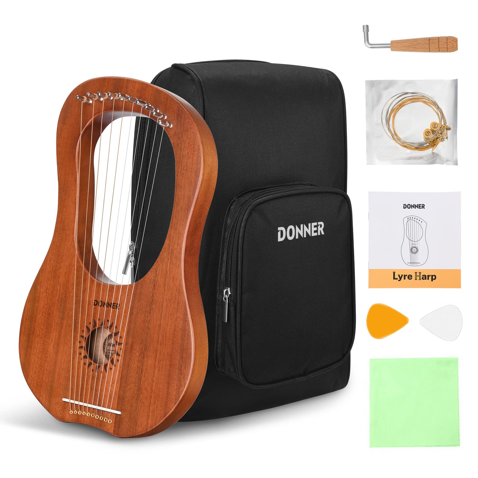 Lyre Harp Donner Dlh-002, 10 Cuerdas De Metal, Cuerpo De Caoba - Venta Internacional. $2,312
