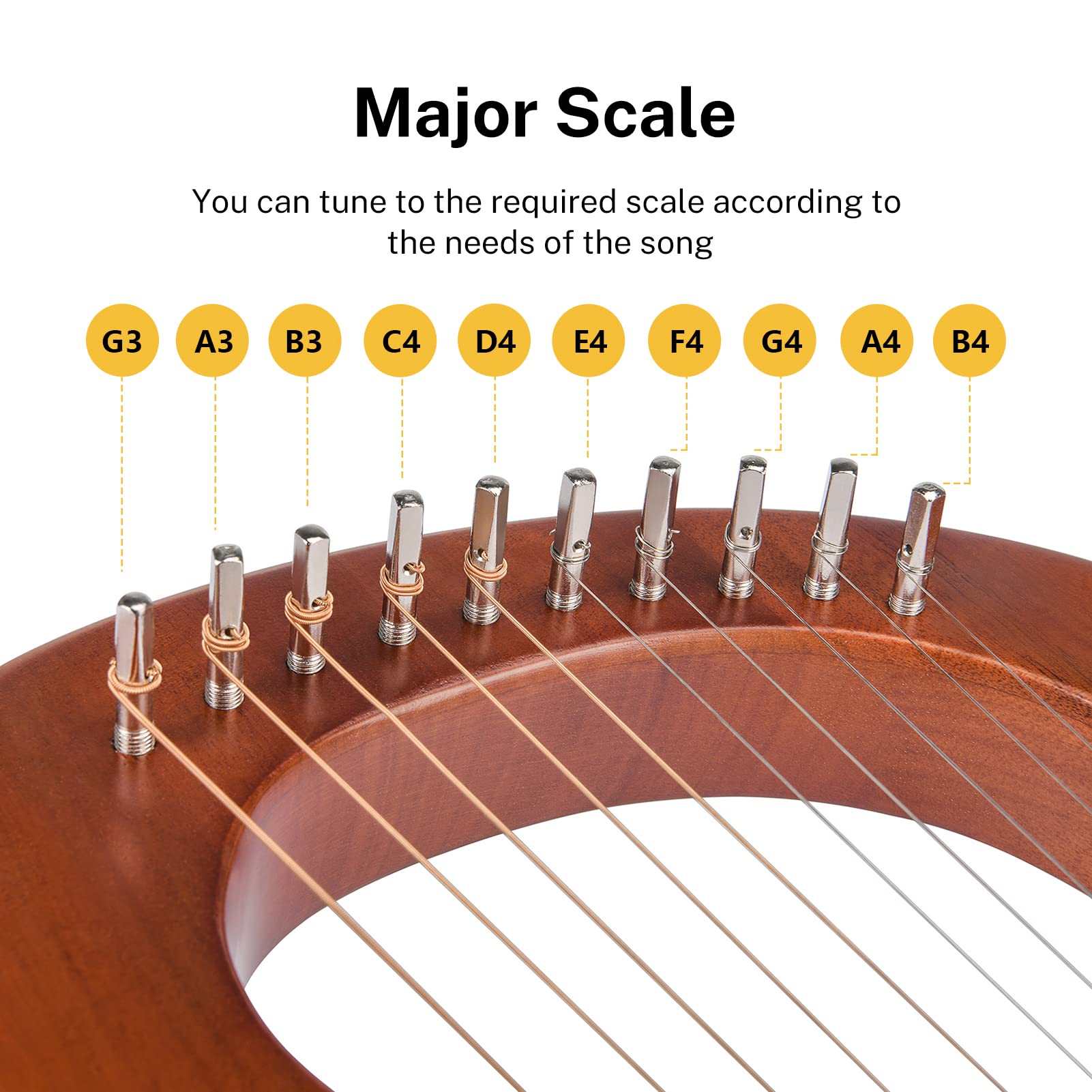 Foto 4 | Lyre Harp Donner Dlh-002, 10 Cuerdas De Metal, Cuerpo De Caoba - Venta Internacional.
